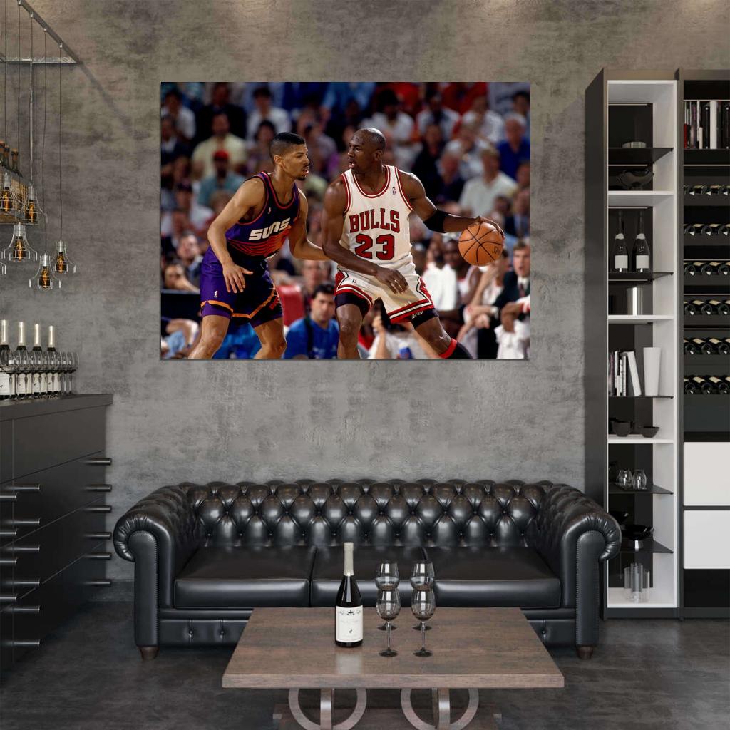 Michael Jordan Kevin Johnson Retro Basketball Sport Wall Art Print Poster