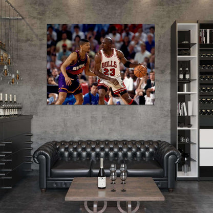 Michael Jordan Kevin Johnson Retro Basketball Sport Wall Art Print Poster
