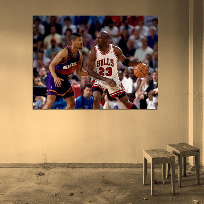 Michael Jordan Kevin Johnson Retro Basketball Sport Wall Art Print Poster