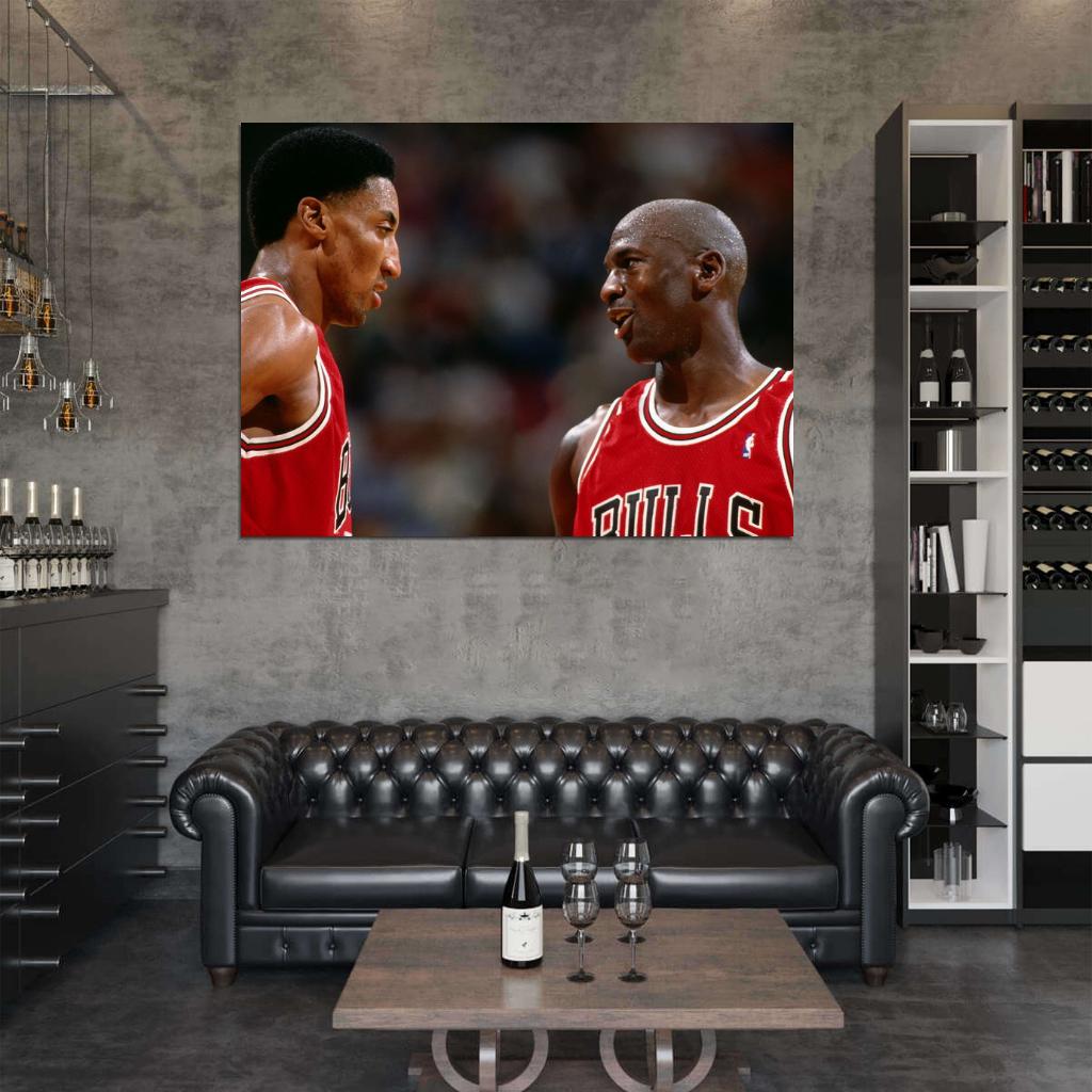 Michael Jordan Scottie Pippen Basketball Sport Wall Art Print Poster