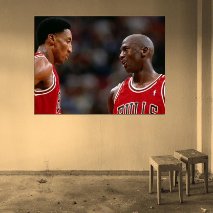 Michael Jordan Scottie Pippen Basketball Sport Wall Art Print Poster