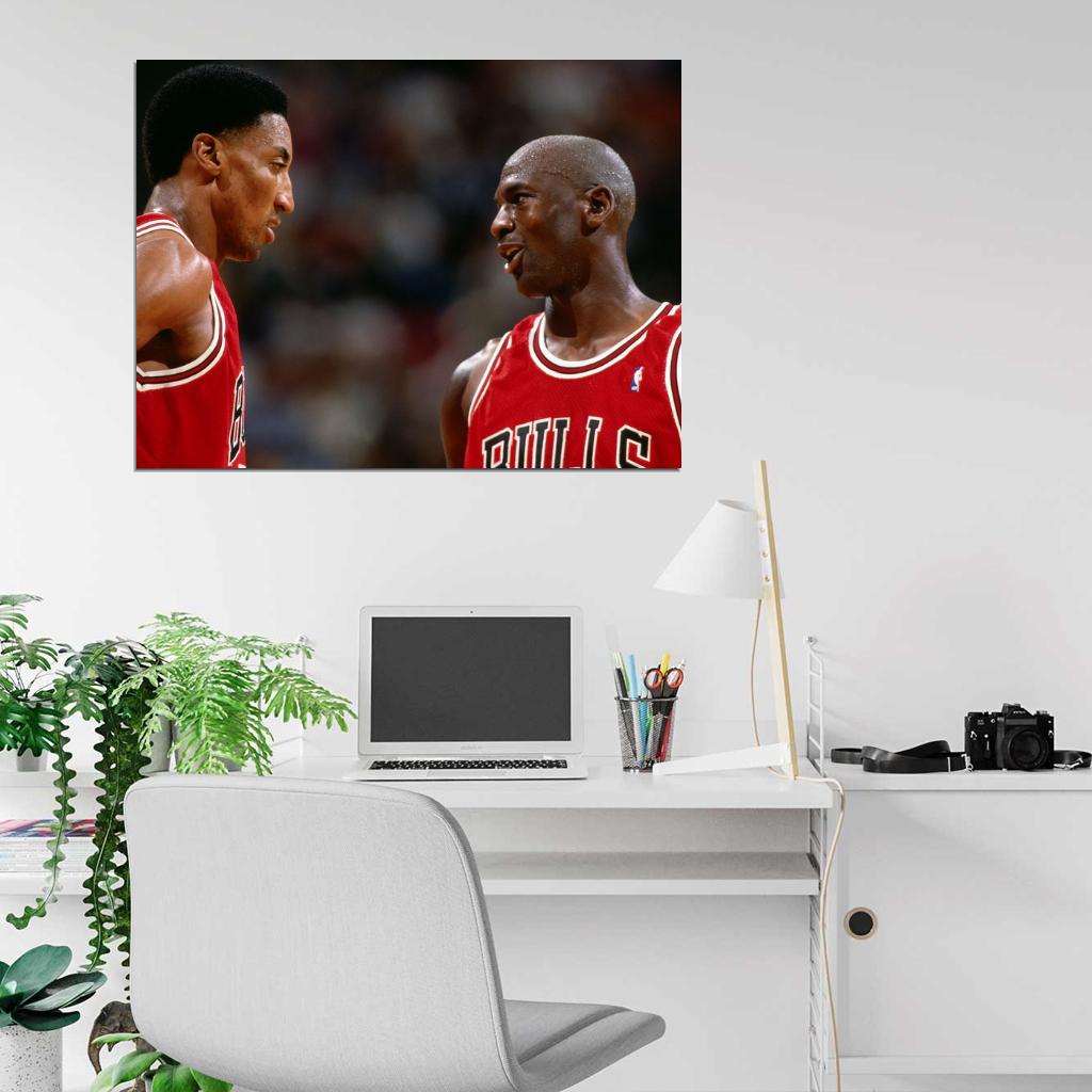 Michael Jordan Scottie Pippen Basketball Sport Wall Art Print Poster
