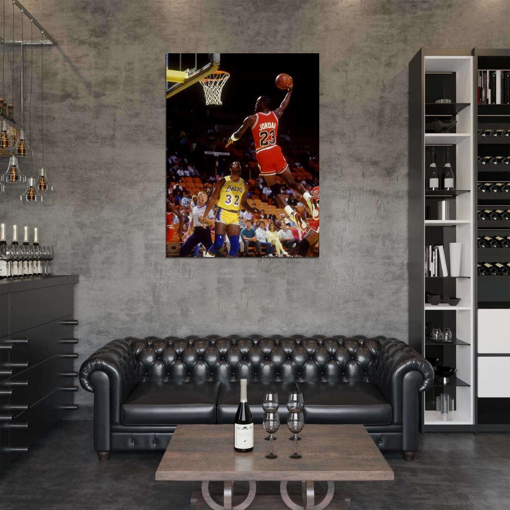 Michael Jordan Dunk Magic Johnson Retro Basketball Sport Wall Art Print Poster