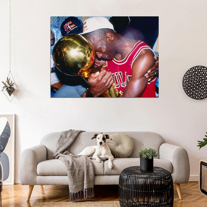 Michael Jordan 1991 Trophy Champion Retro Basketball Sport Wall Art Print Poster