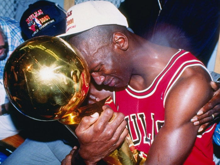 Michael Jordan 1991 Trophy Champion Retro Basketball Sport Wall Art Print Poster