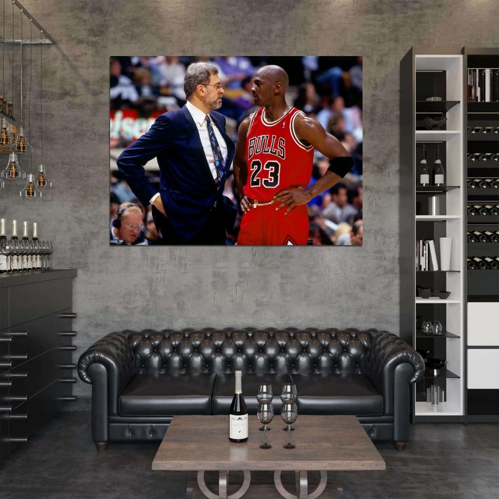 Michael Jordan Phil Jackson Retro Basketball Sport Wall Art Print Poster