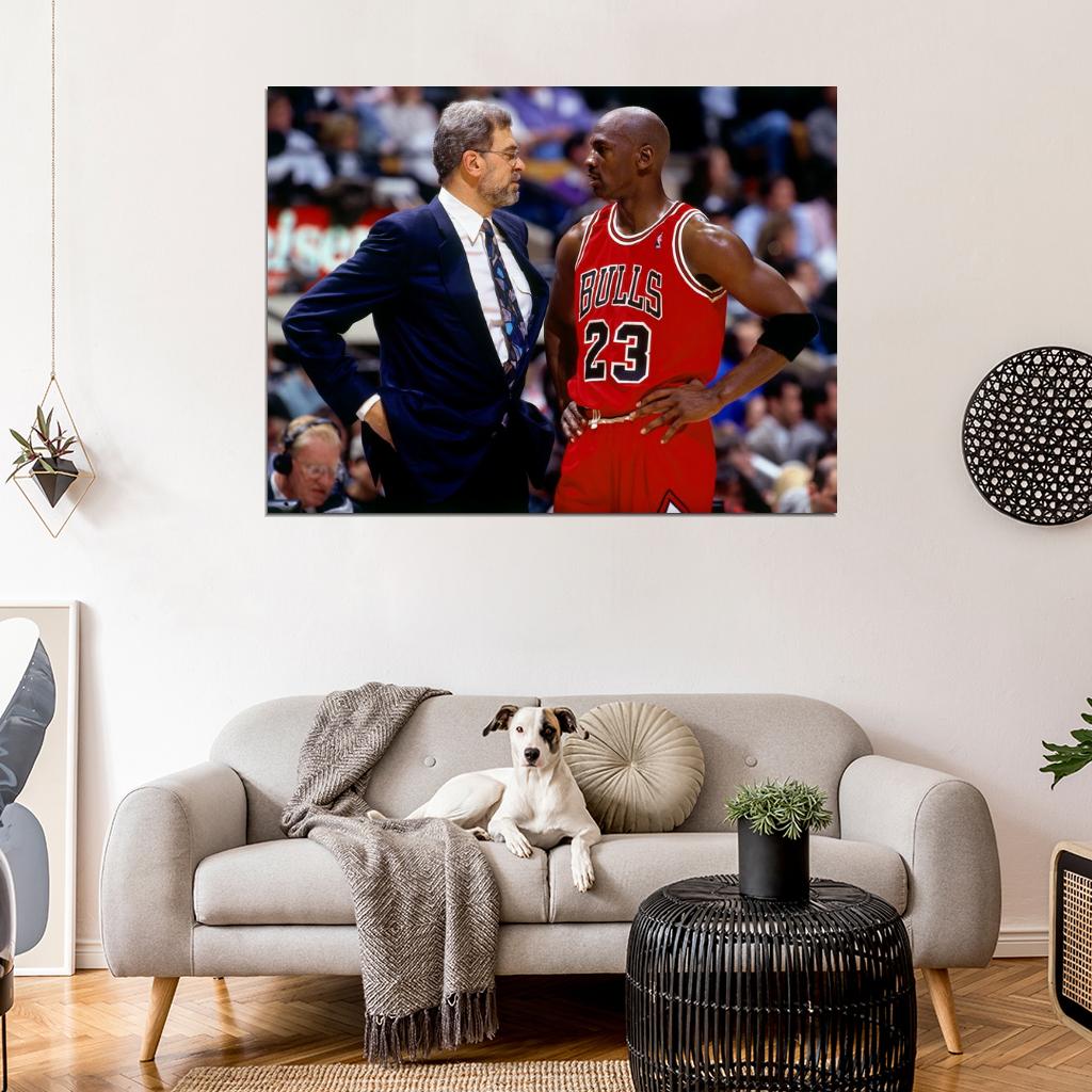 Michael Jordan Phil Jackson Retro Basketball Sport Wall Art Print Poster