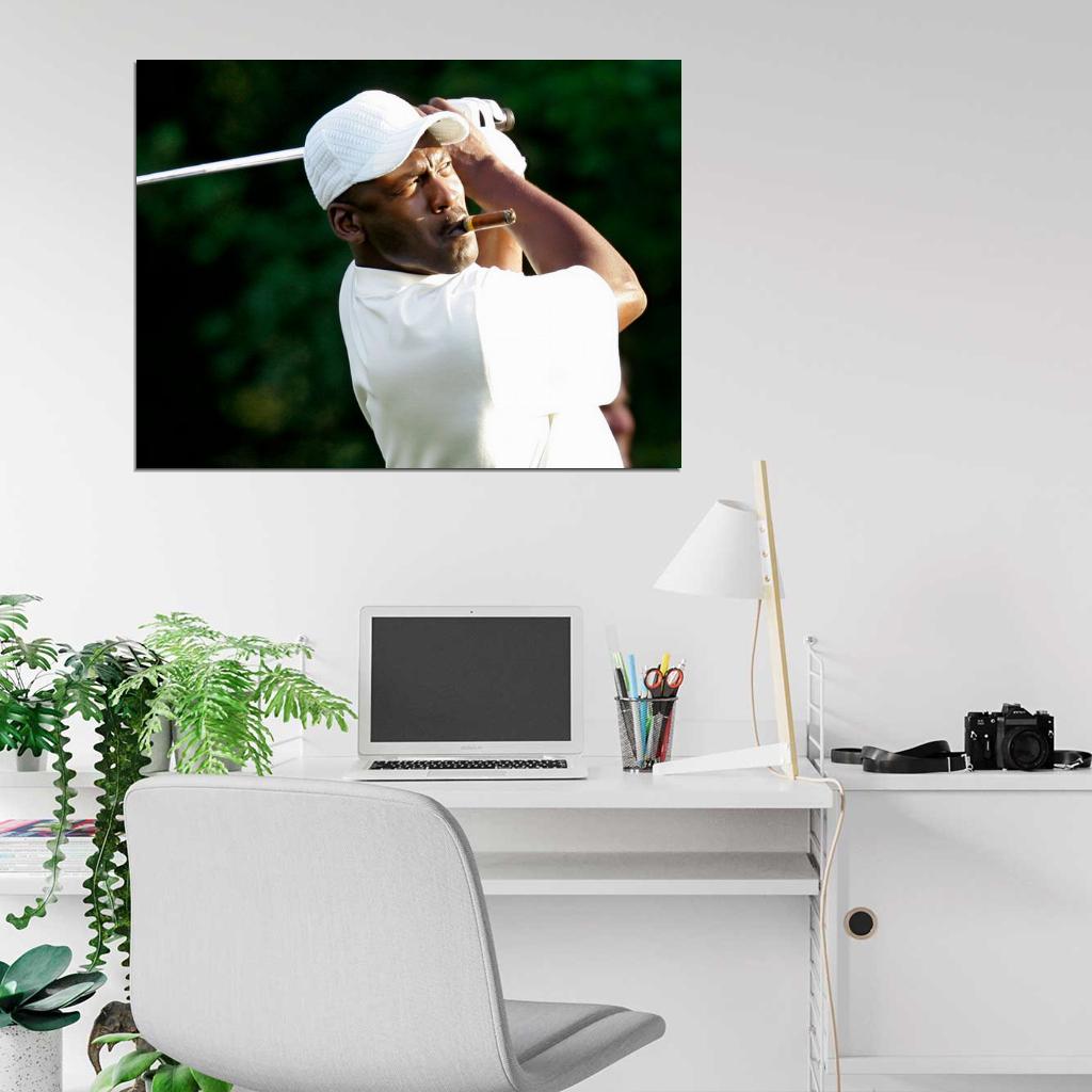 Michael Jordan Legend Golf Cigar Basketball Sport Wall Art Print Poster