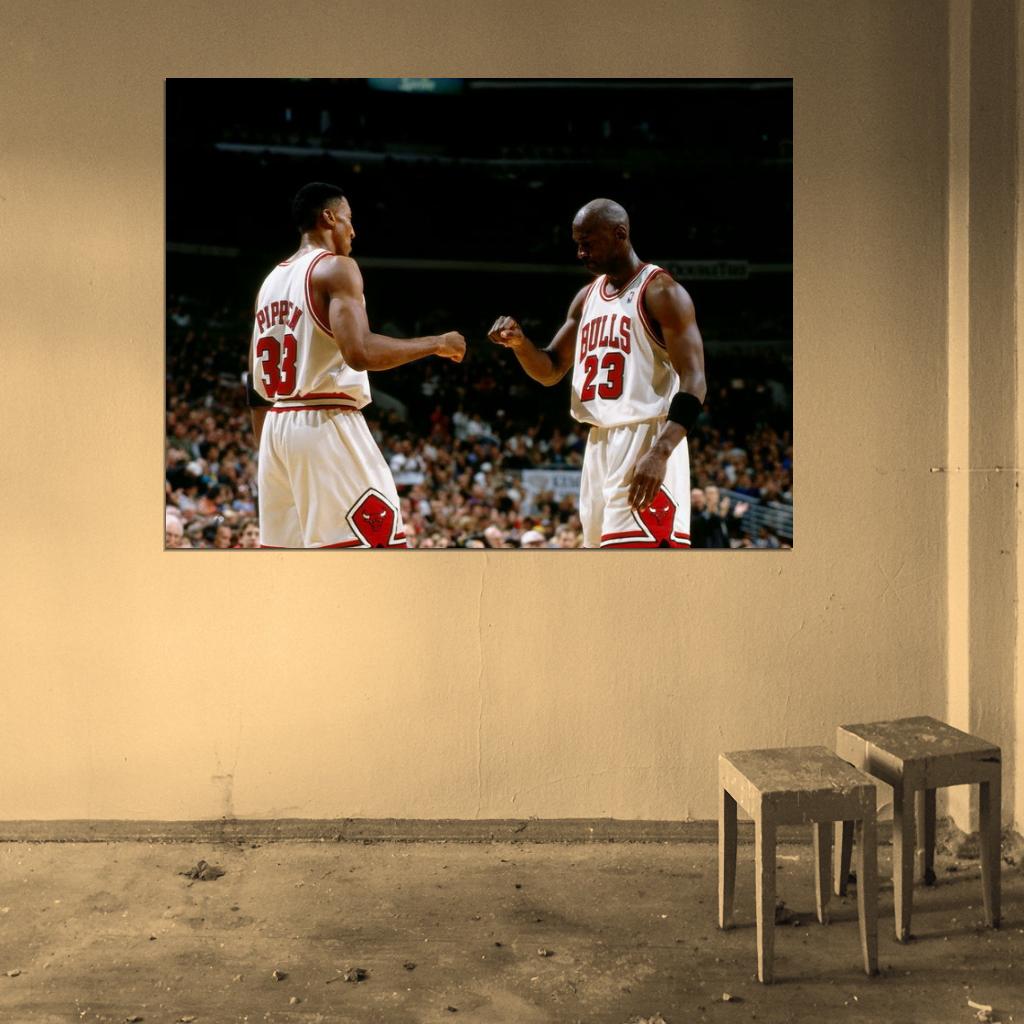 Michael Jordan Scottie Pippen Classic Basketball Sport Wall Art Print Poster