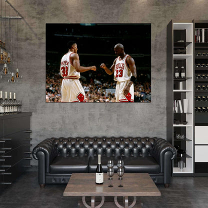 Michael Jordan Scottie Pippen Classic Basketball Sport Wall Art Print Poster