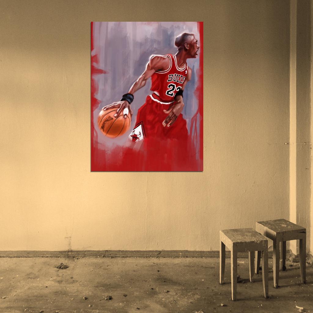 Michael Jordan Cool Sketch Painting Art Basketball Sport Wall Art Print Poster