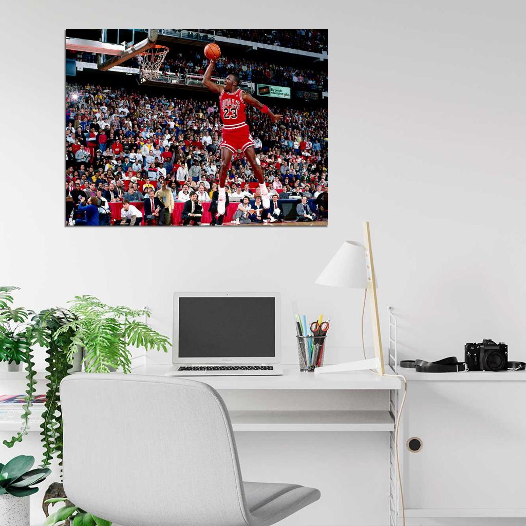 Michael Jordan Slam Dunk Contest Retro Basketball Sport Wall Art Print Poster
