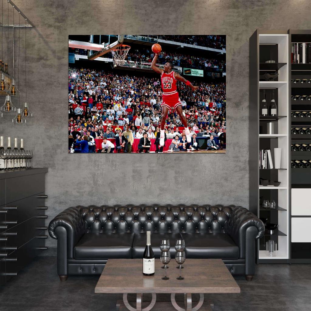 Michael Jordan Slam Dunk Contest Retro Basketball Sport Wall Art Print Poster
