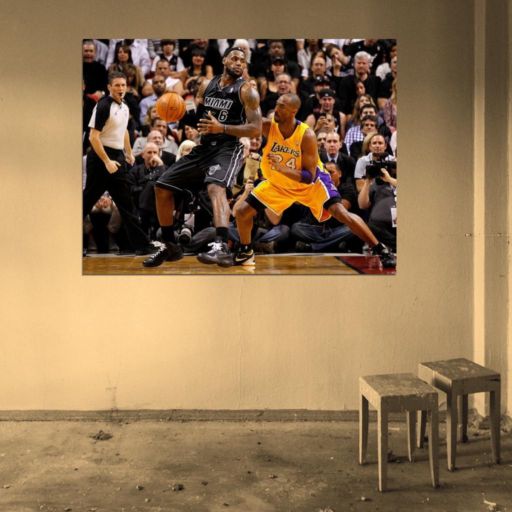 LeBron James Post Up Black Jersey Basketball Sport Wall Art Print Poster