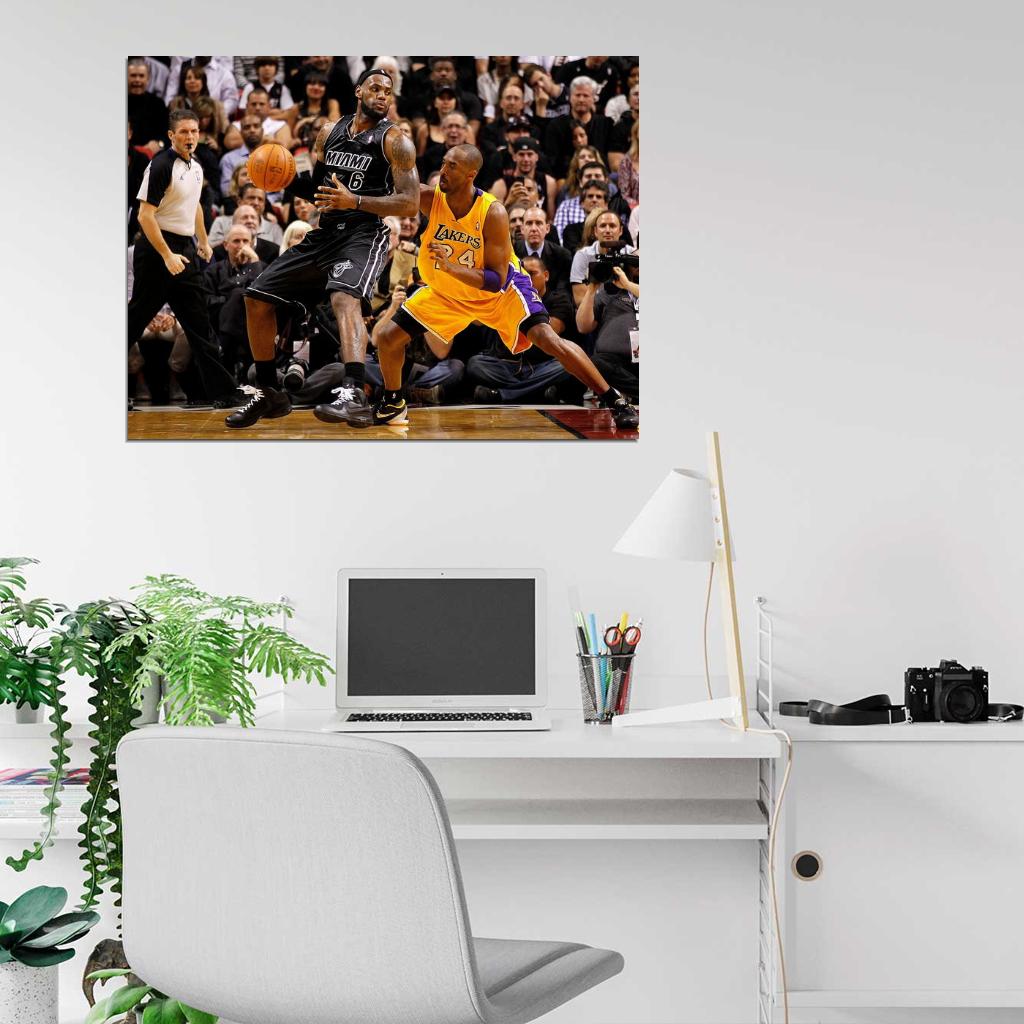 LeBron James Post Up Black Jersey Basketball Sport Wall Art Print Poster