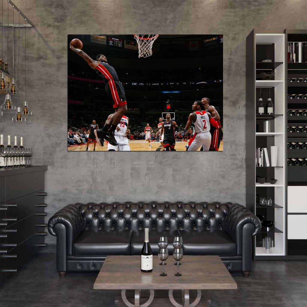LeBron James Tomahawk Dunk Basketball Sport Wall Art Print Poster
