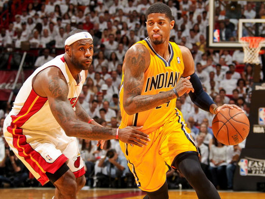 Paul George vs LeBron Dribbling Basketball Sport Wall Art Print Poster