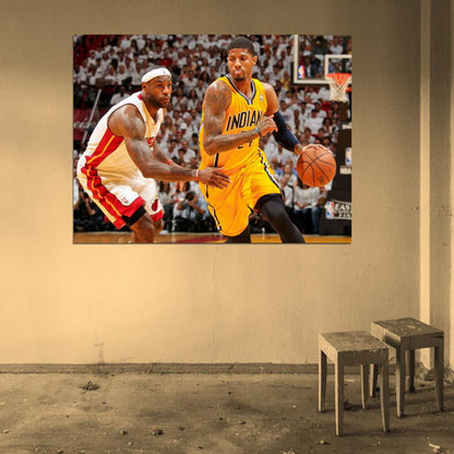 Paul George vs LeBron Dribbling Basketball Sport Wall Art Print Poster