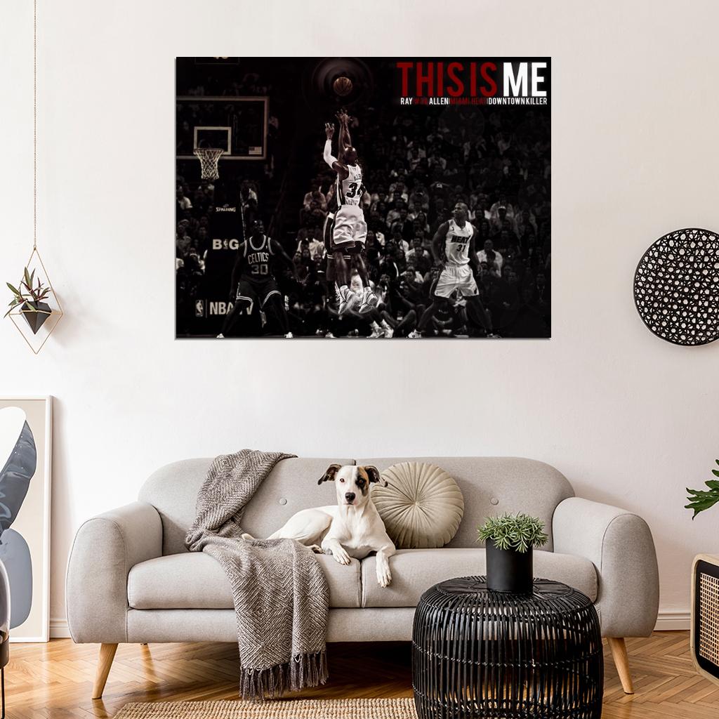 Ray Allen Three-Point Shot Basketball Sport Wall Art Print Poster