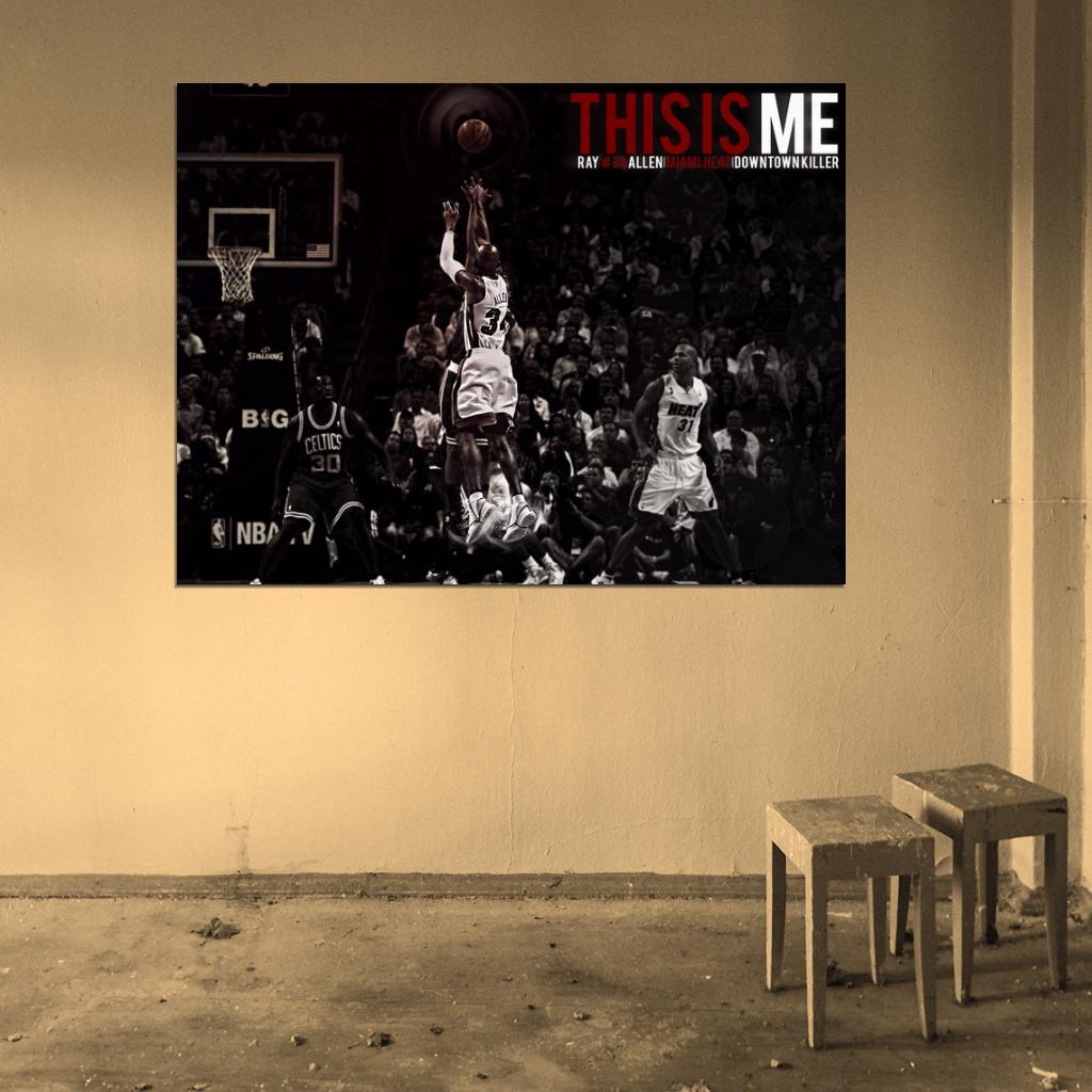 Ray Allen Three-Point Shot Basketball Sport Wall Art Print Poster
