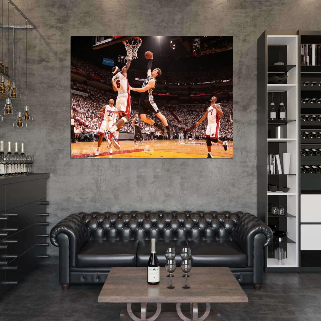 LeBron James Block Tiago Splitter Basketball Sport Wall Art Print Poster