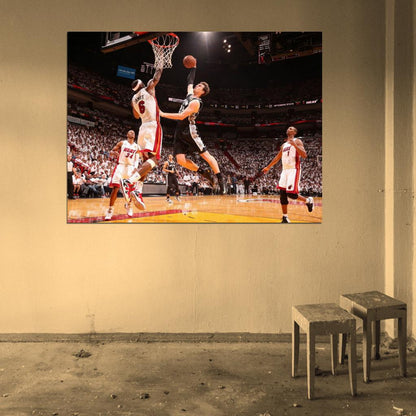 LeBron James Block Tiago Splitter Basketball Sport Wall Art Print Poster