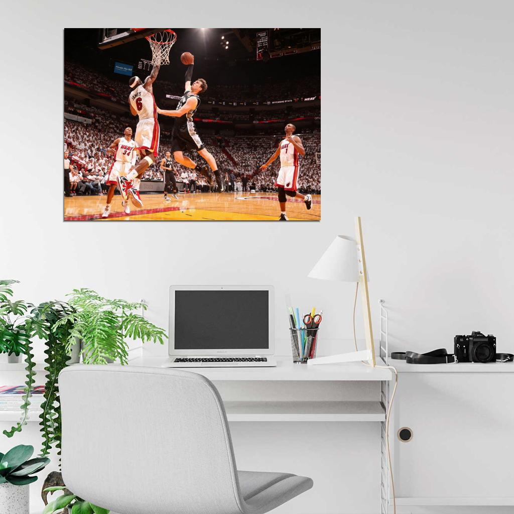 LeBron James Block Tiago Splitter Basketball Sport Wall Art Print Poster