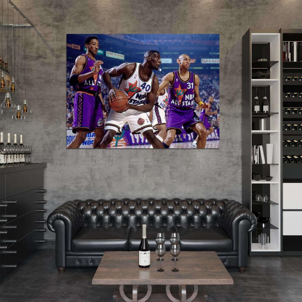 Scottie Pippen Shawn Kemp Reggie Miller All-Star Game 1995 Basketball Sport Wall Art Print Poster