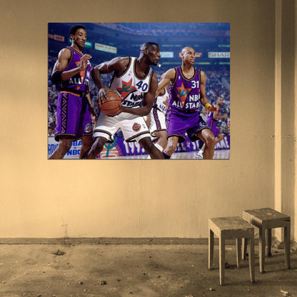 Scottie Pippen Shawn Kemp Reggie Miller All-Star Game 1995 Basketball Sport Wall Art Print Poster