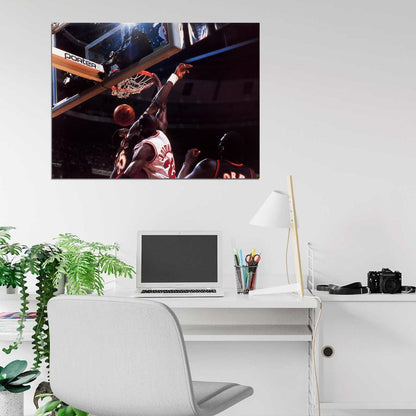 Michael Jordan Dunk Dikembe Mutombo Retro Basketball Sport Wall Art Print Poster