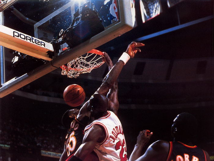 Michael Jordan Dunk Dikembe Mutombo Retro Basketball Sport Wall Art Print Poster