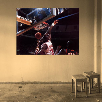 Michael Jordan Dunk Dikembe Mutombo Retro Basketball Sport Wall Art Print Poster