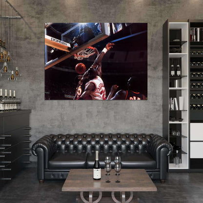 Michael Jordan Dunk Dikembe Mutombo Retro Basketball Sport Wall Art Print Poster