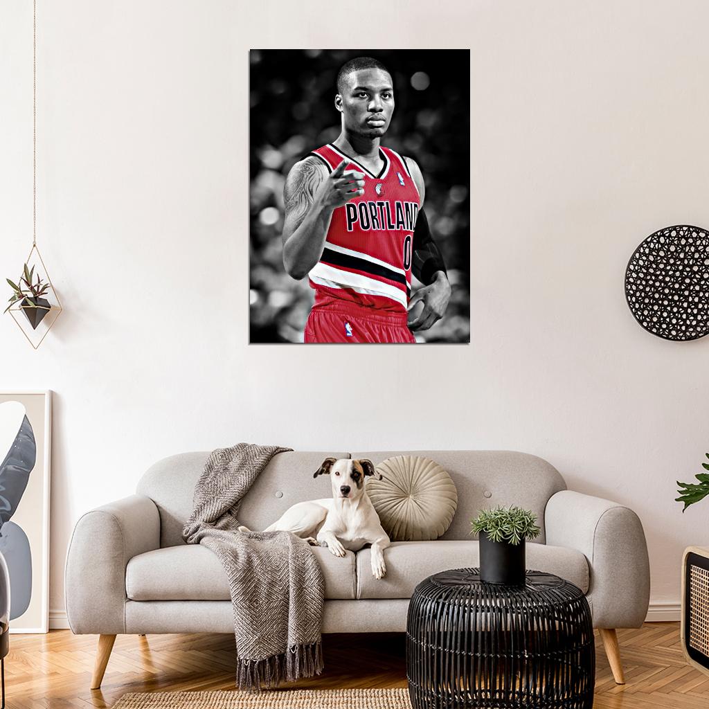 Damian Lillard BW Basketball Sport Wall Art Print Poster