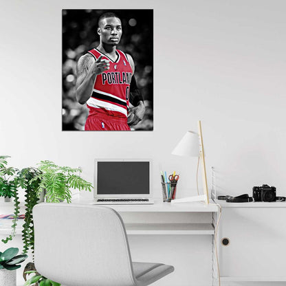 Damian Lillard BW Basketball Sport Wall Art Print Poster