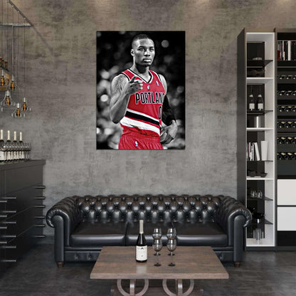 Damian Lillard BW Basketball Sport Wall Art Print Poster
