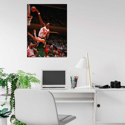Hakeem Olajuwon Dunk The Dream Retro Vintage Basketball Sport Wall Art Print Poster