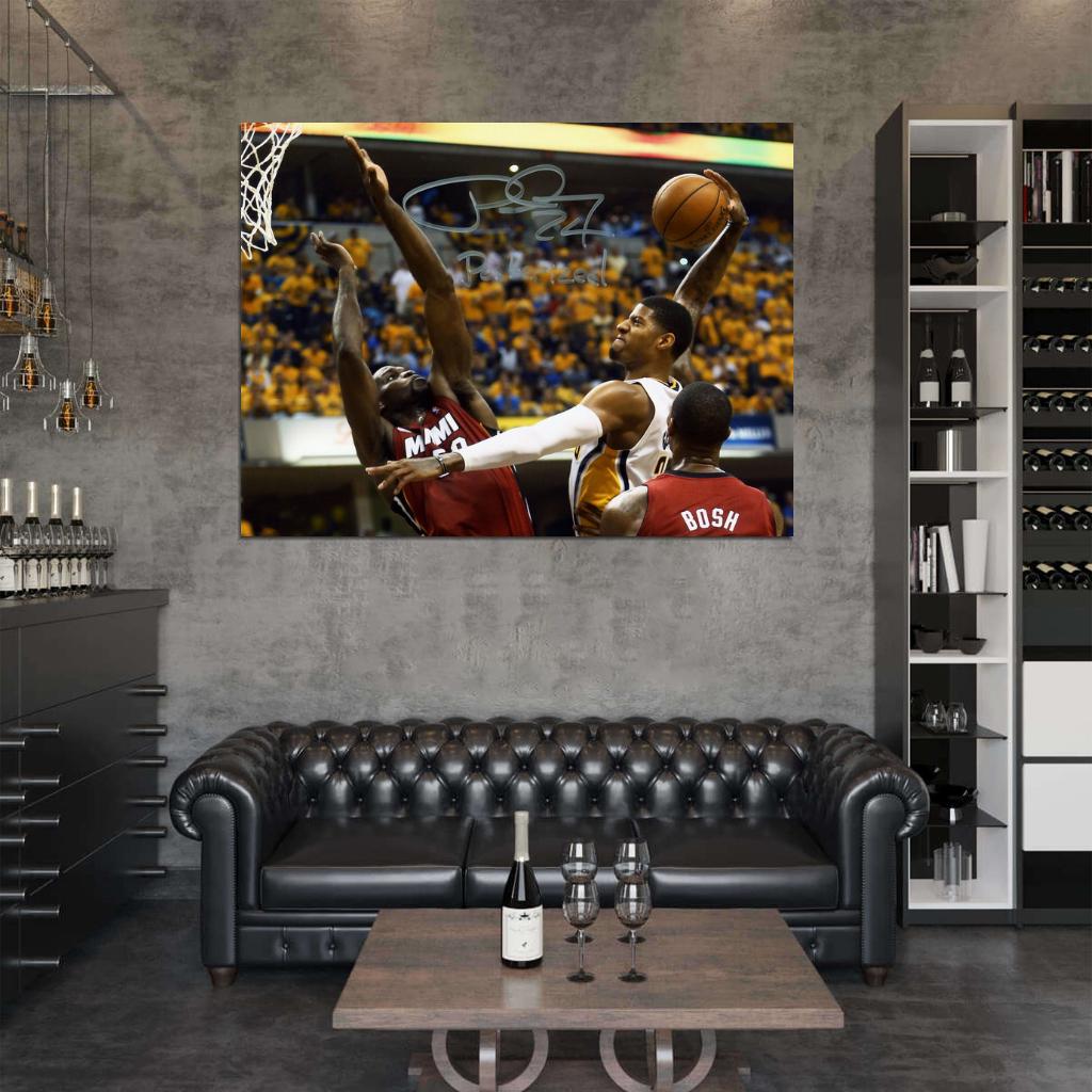 Paul George Dunk Signature Posterized Basketball Sport Wall Art Print Poster