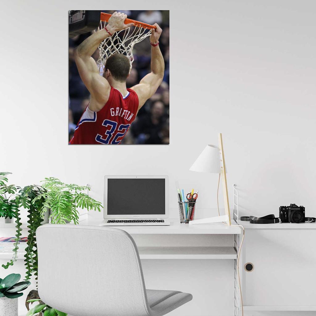 Blake Griffin Dunk Rim Los Angeles Basketball Sport Wall Art Print Poster