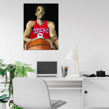 Dr. J Julius Erving Painting Art Philadelphia Sixers Retro Basketball Sport Wall Art Print Poster