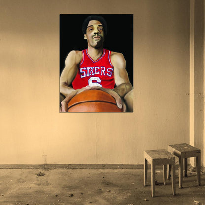Dr. J Julius Erving Painting Art Philadelphia Sixers Retro Basketball Sport Wall Art Print Poster