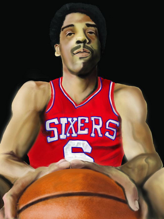 Dr. J Julius Erving Painting Art Philadelphia Sixers Retro Basketball Sport Wall Art Print Poster