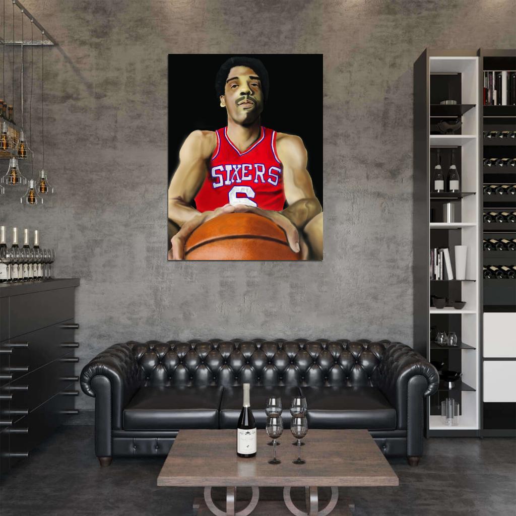 Dr. J Julius Erving Painting Art Philadelphia Sixers Retro Basketball Sport Wall Art Print Poster