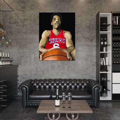 Dr. J Julius Erving Painting Art Philadelphia Sixers Retro Basketball Sport Wall Art Print Poster