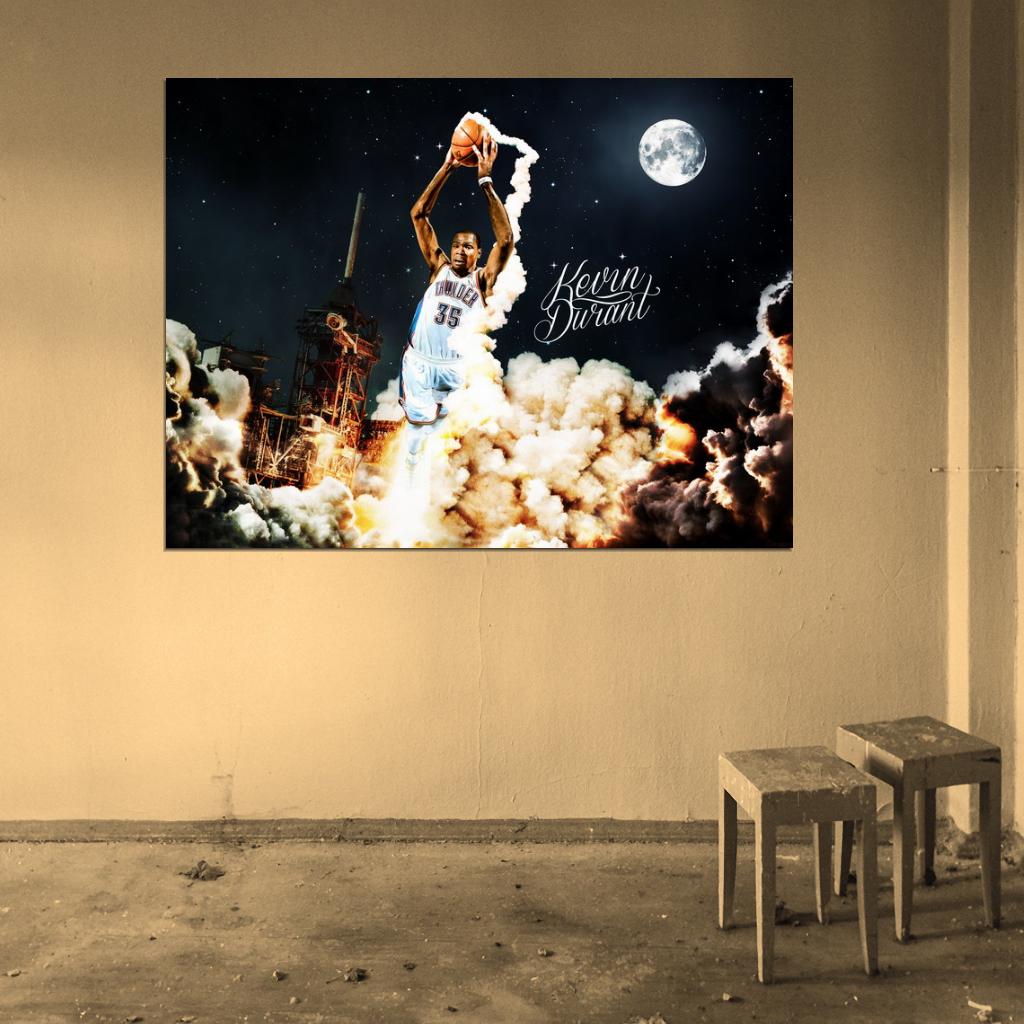 Kevin Durant Dunk Art OKC Thunder Basketball Sport Wall Art Print Poster