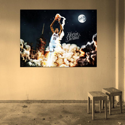 Kevin Durant Dunk Art OKC Thunder Basketball Sport Wall Art Print Poster