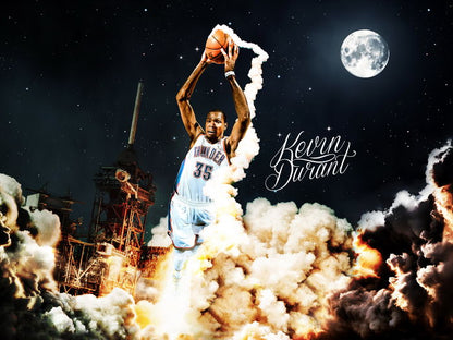Kevin Durant Dunk Art OKC Thunder Basketball Sport Wall Art Print Poster