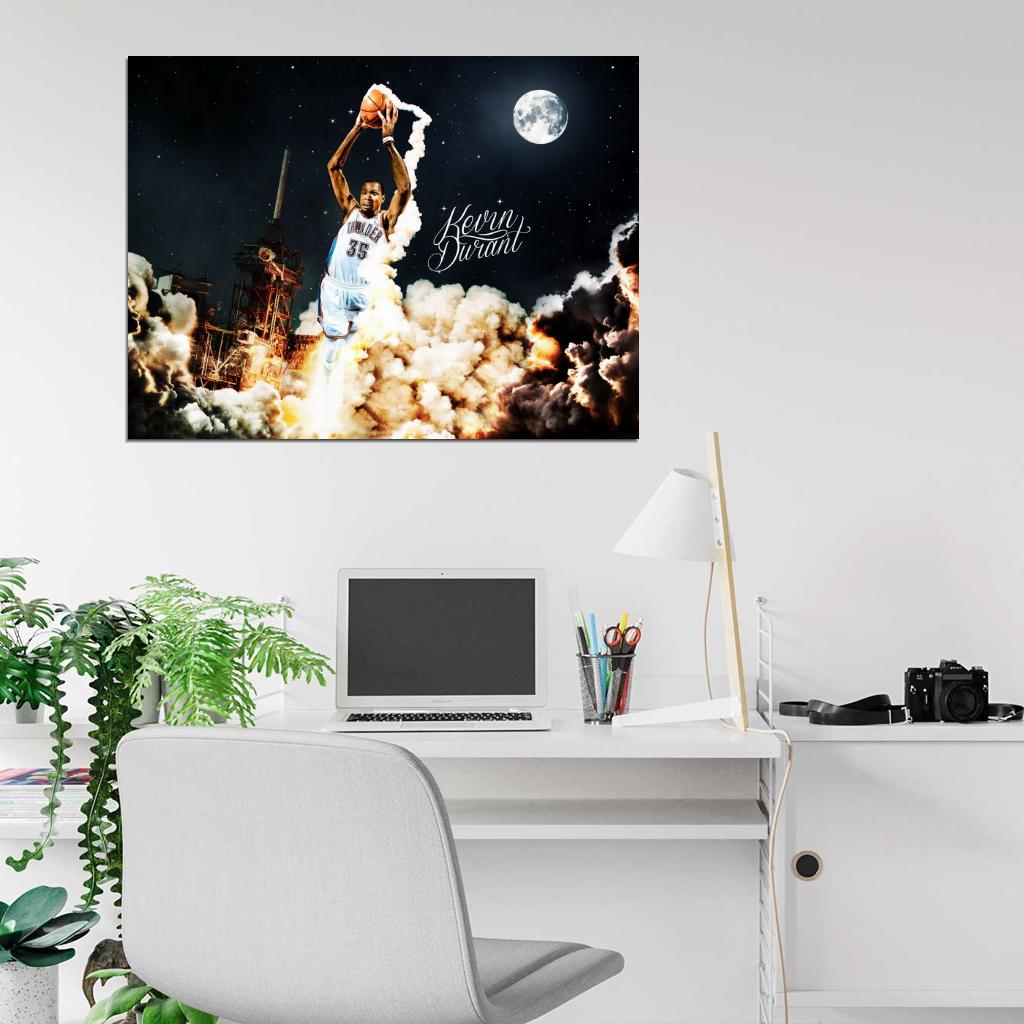 Kevin Durant Dunk Art OKC Thunder Basketball Sport Wall Art Print Poster
