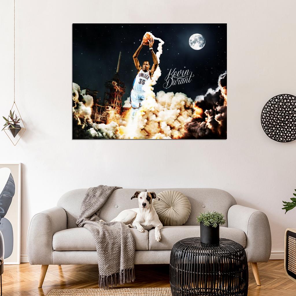 Kevin Durant Dunk Art OKC Thunder Basketball Sport Wall Art Print Poster