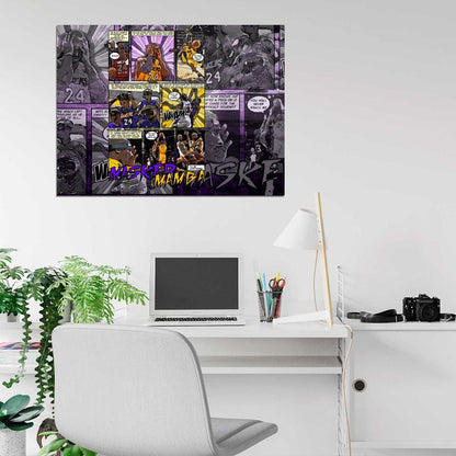 Black Mamba Art Los Angeles Basketball Sport Wall Art Print Poster